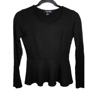 FOREVER 21 BLACK PEPLUM BLOUSE SMALL